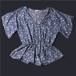 Sienna Sky blue floral blouse